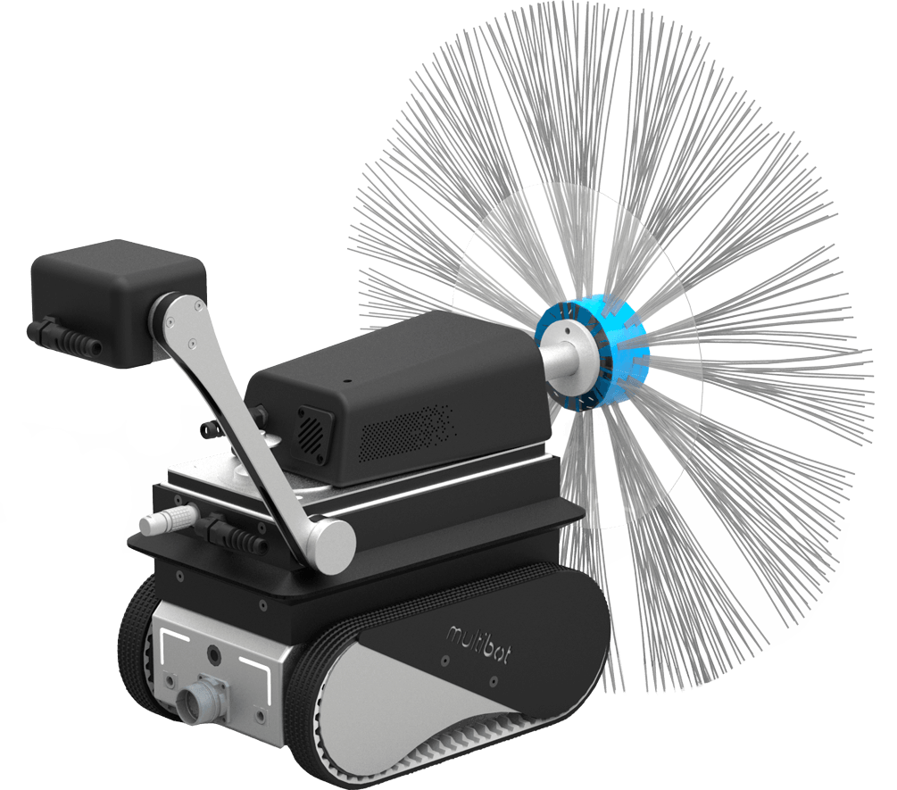 Robot avec brosse rotative pour le nettoyage des conduits de ventilation